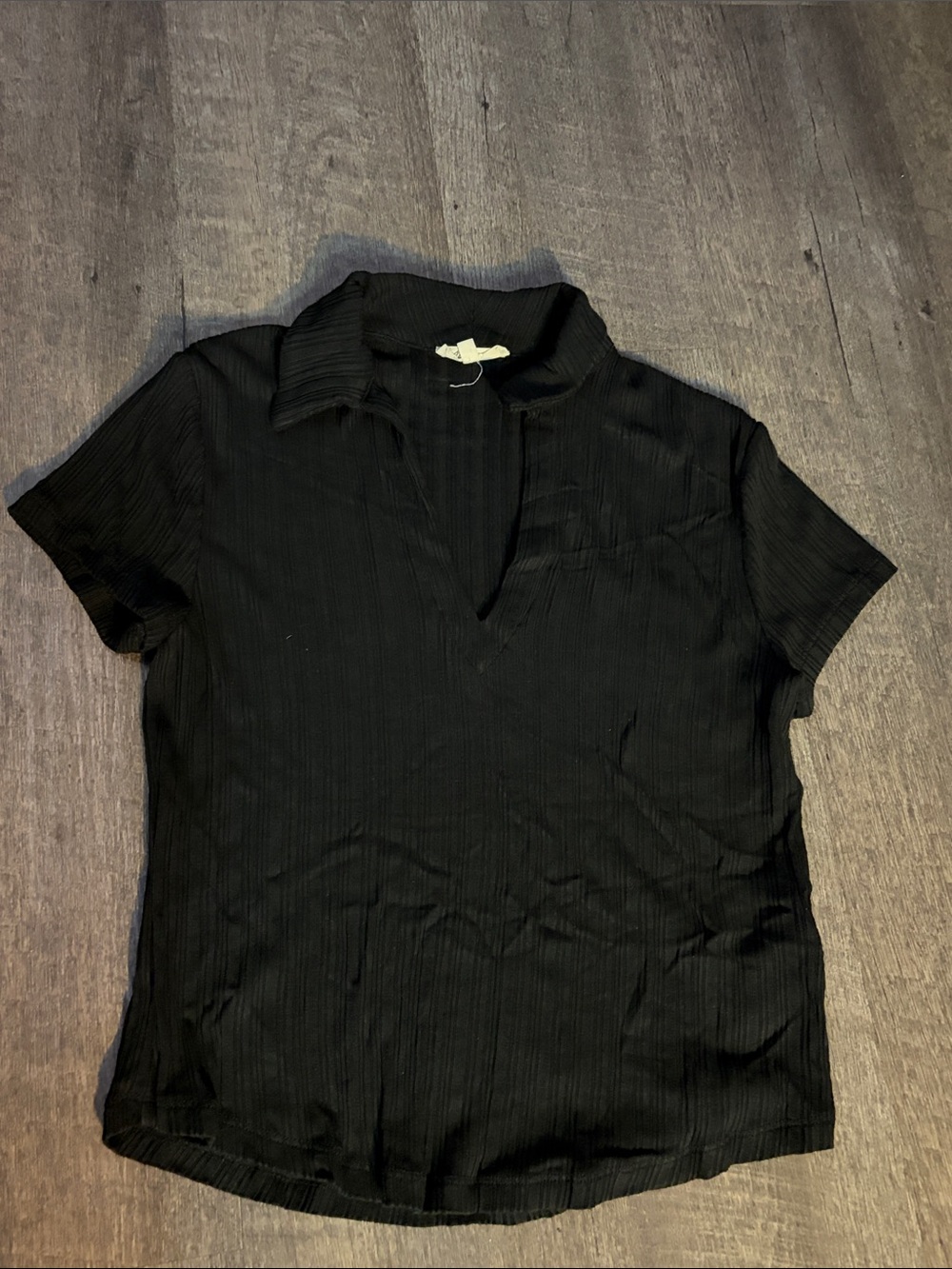 Madewell Black Short-Sleeve Notched Collar Tee